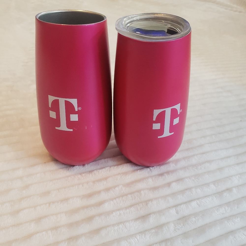 T Mobile Mini Pink/ White Insulated Bottle/ Tumbler Set